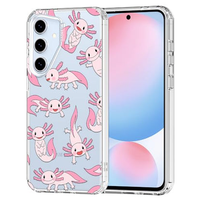 MOSNOVO Case for Samsung Galaxy S24 FE, [Buffertech 6.6ft Military-Grade Drop Protection] [Anti Peel Off Tech] Clear TPU Bumper Phone Case Cover Design - Pink Axolotl - color: Clear - Pink Axolotl, size: Samsung Galaxy S24 FE