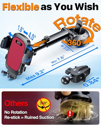 HTU 2026 Ultimate Best【True Military-Grade & Safety Cert】 Car Phone Holder - color: Red