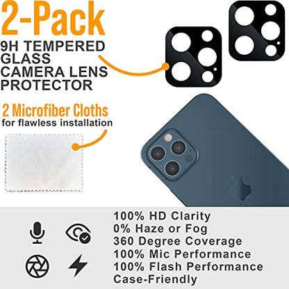 Scooch® Tempered Glass Multipack for iPhone 12 Pro, 3 Screen Protectors and 2 Camera Lens Protectors, Premium 9H Tempered Glass, Anti-Scratch, Anti-Fingerprint, Impact Resistant - size: iPhone 12 Pro