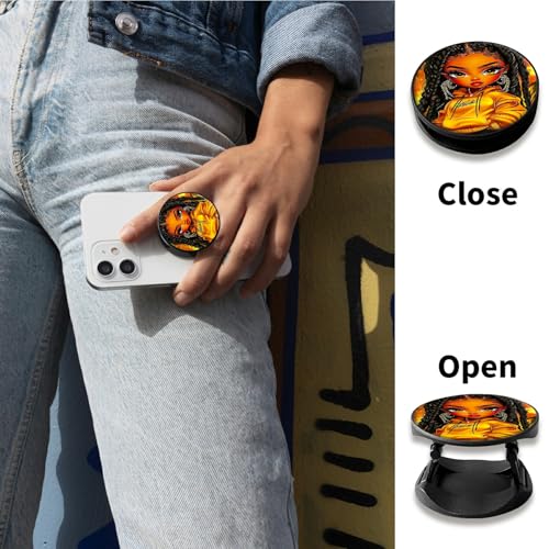 2 Pack Cell Phone Grip with Expanding Kickstand, Girl Yellow Clothes - color: Girl Yellow Clothes
