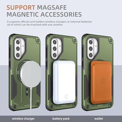 for Galaxy A37/A36-5G Case Military-Grade Dropproof Phone/Invisible Kickstand with MagSafe/HD Screen Protector, Protective Magnetic Phone Cover for Samsung Galaxy A37 4G/5G&A36 5G (Green) - color: Green