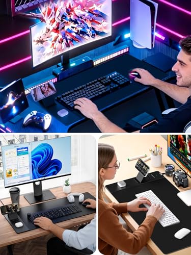 Wireless Charging Mouse Pad with Magnetic Phone Stand, 31.5"x15.8" Large - color: Black-Mag Stand-Adatper