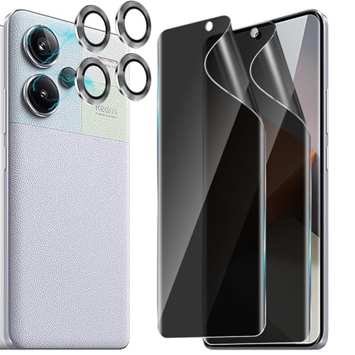 [2+2pack For Xiaomi Redmi Note 13 Pro+ Flexible Privacy Screen Protector(Not Tempered Glass) and Camera Lens Screen Protector,Anti-Spy Flexible TPU Film,Easy Installation