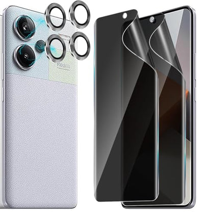 [2+2pack For Xiaomi Redmi Note 13 Pro+ Flexible Privacy Screen Protector(Not Tempered Glass) and Camera Lens Screen Protector,Anti-Spy Flexible TPU Film,Easy Installation