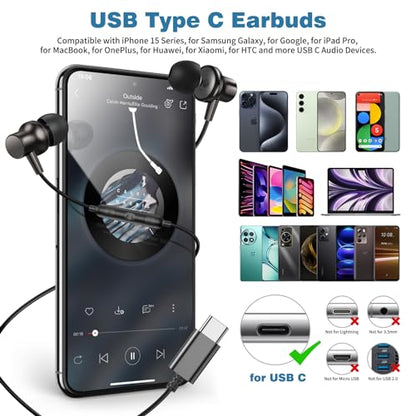 COOYA USB C Headphones Wired Earbuds for iPhone 18 Pro Max 17 16, Gunmetal - color: Gunmetal