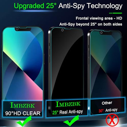 IMBZBK 3 Pack Privacy Screen Protector for iPhone 13, Tempered Glass - color: iPhone 13-Black