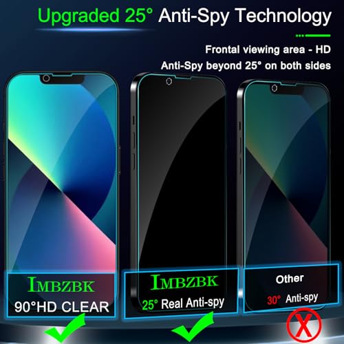 IMBZBK 3 Pack Privacy Screen Protector for iPhone 13, Tempered Glass - color: iPhone 13-Black