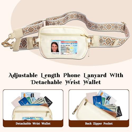 Clip and Go Strap for Phone with Wallet Crossbody,Adjustable Crossbody Cell Belt Detachable Wristlet Wallet for Daily