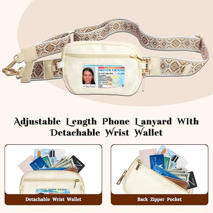 Clip and Go Strap for Phone with Wallet Crossbody,Adjustable Crossbody Cell Belt Detachable Wristlet Wallet for Daily