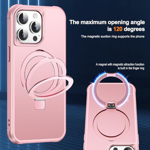 SKYLMW Compatible with iPhone 14 Pro Max Case with Stand,Rose Gold | iPhone 14 Pro Max Phone Case 6.7",Magnetic Ring Stand,Compatible with MagSafe,Military-Grade Protection,Great Grip Feeling - color: Rose Gold, size: Iphone 14 Pro Max