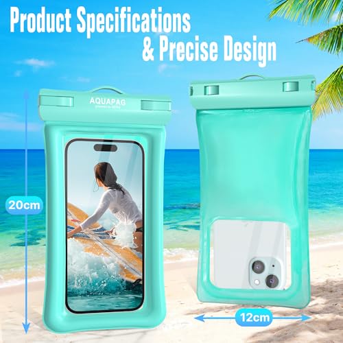 NEPHI IP68 Waterproof Phone Pouch 2 Pack-Up to 8.0"，Adjustable Neck Lanyard Floating Waterproof Phone Case for iPhone,Phone Dry Bags for Vacation Beach Pool Travel Essentials (Aqua Green 4 Pack) - color: Aqua Green 4 pack