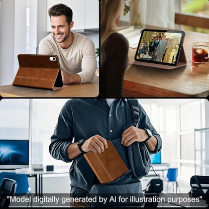 Gexmil Leather Case for iPad mini 7 A17 Pro/iPad mini 6 Gen 8.3 Inch - color: Yellow Brown