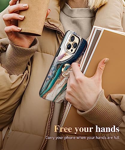GVIEWIN Marble Cell Phone Ring Holder, Metal Kickstand Grip 360° Rotation - color: B-Drift Sand/Brown