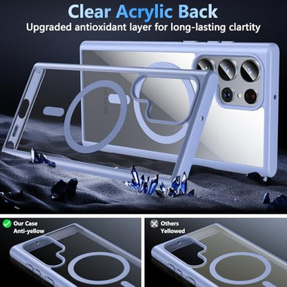 Hensinple for Samsung Galaxy S22 Ultra Case Magnetic, Galaxy S22 Ultra Phone Case [Compatible with Magsafe], Clear Hard Back Shockproof Magnetic Cover Case 6.8 Inch, Light Blue - color: Light Blue-S22 Ultra, size: Galaxy S22 Ultra 6.8 inch