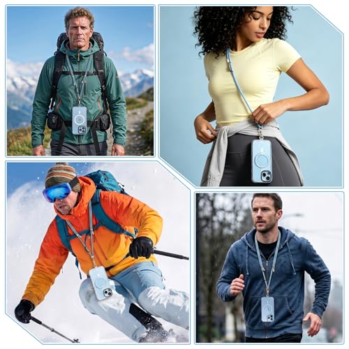 Adjustable Cell Phone Lanyard Crossbody Universal Anti-Theft Neck Phone Wrist Strap 4-IN-1 Neck Lanyard - color: Teal Blue