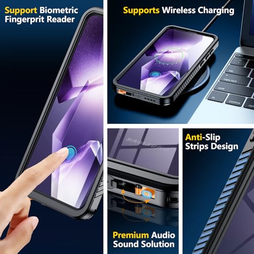 NEWTRENDS Designed for Samsung Galaxy S24 Case Waterproof,Built-in Screen & Lens Protector [Military Grade Shockproof] Full Body Protection Case for Galaxy S24 6.2”, Black