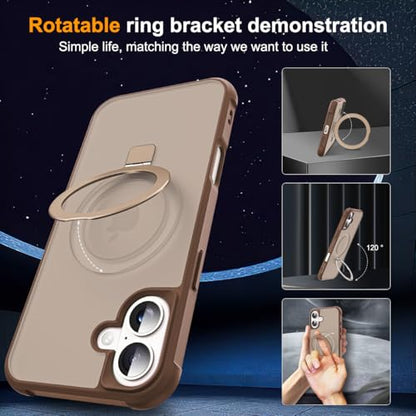 SKYLMW Compatible with iPhone 16 Plus Case with Stand,Desert Brown | iPhone 16 Plus Phone Case 6.7",Magnetic Ring Stand,Compatible with MagSafe,Military-Grade Plustection,Great Grip Feeling - color: Desert Brown, size: Iphone 16 Plus