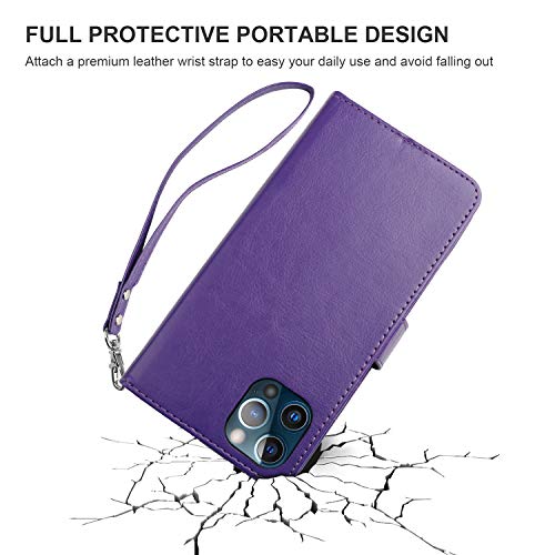 Bocasal Detachable Wallet Case Card Holder for iPhone 13 Pro, Purple - color: Purple