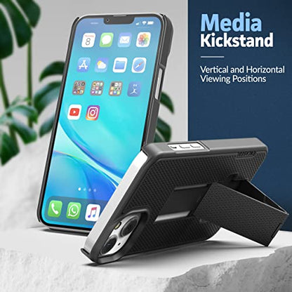 Encased DuraClip Holster Designed for iPhone 14 Case with Belt Clip and Kickstand (Matte Black) - size: iPhone 14