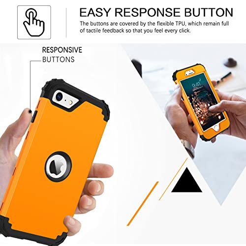BENTOBEN for iPhone SE 2022 Case and iPhone SE 2020 Phone Case, Heavy Duty 3 in 1 Full Body Rugged Shockproof Hybrid Hard PC Soft Rubber Bumper Drop Protective Girls Women Boy Men Cover, Deep Yellow - color: Black/Deep Yellow