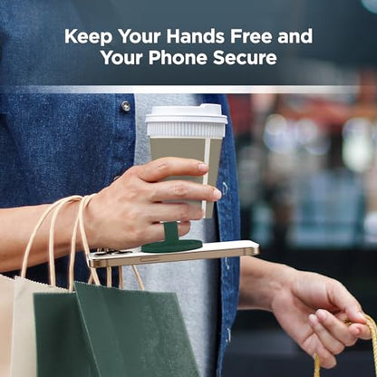 Encased Magnetic Phone Grip Holder Thin Silicone Finger Loop Ring Compatible with iPhone (Evergreen) - color: Evergreen