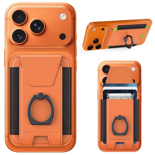 for Magsafe Wallet with Grip, 6-Card Holder; Stronger Magnetic Phone Wallet - color: Orange