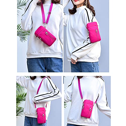 Women Crossbody Cell Phone Purse Case Armband Bag for iPhone 12 13 Mini 14 15 Plus 11 Pro Max Google Pixel 6a 7a 8a 6 7 8 Pro - color: Rose Red