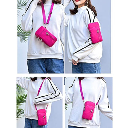 Women Crossbody Cell Phone Purse Case Armband Bag for iPhone 12 13 Mini 14 15 Plus 11 Pro Max Google Pixel 6a 7a 8a 6 7 8 Pro - color: Rose Red