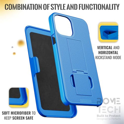Designed for iPhone 14 Pro Case with Belt Clip Holster - Kickstand Cover Phone Case - Blue (Dots) - color: Blue, style: iPhone 14 Pro