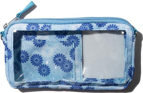 DQL Lightweight Women's Crossbody Phone Pouch with Touchscreen-Friendly Design, Interior Card Slot, Adjustable Strap, Small Crossbody Phone case Holder – Compact & Stylish Phone Wallet (Blue Flower) - color: Blue flower