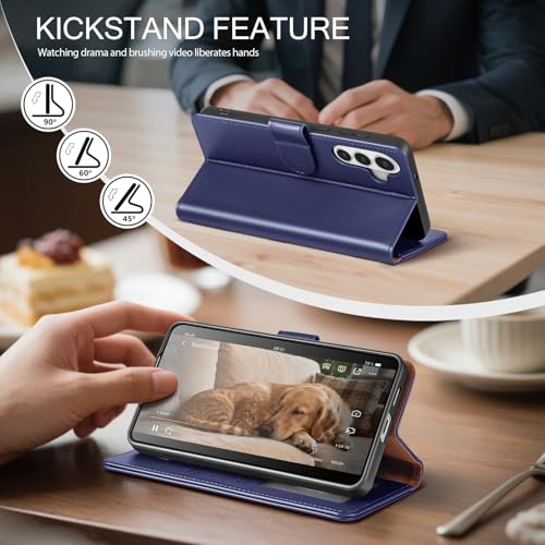 Compatible with Samsung Galaxy S26 Case Wallet with Card Holder [4 Card Slot] Women Men,RFID Blocking PU Leather Case Flip Shockproof Protector Cover Credit Card Slot Kickstand,Dark Blue - color: Dark Blue, size: Samsung Galaxy S26 - 6.3"