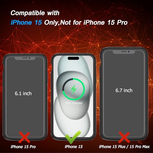 Battery Case for iPhone 15, [10000mAh] Enhanced Rechargeable Portable Protective Wireless Charger Case Battery Pack Support CarPlay Wireless Charging Case Compatible with iPhone 15 (6.1 inch)-Black - size: iPhone 15
