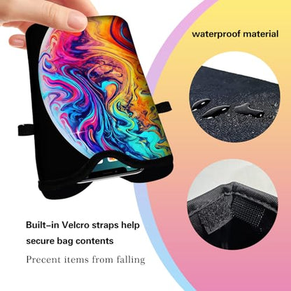 Men Women Neoprene Cell Phone Sleeve Pouch Case Bag with Crossbody Strap/Neck Lanyard 7.5 X 4.3 in (Colorful Earth Pattern) - color: Colorful Earth Pattern