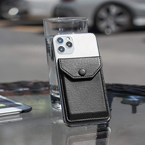Self Adhesive Phone Card Wallet with Flip Cover, RFID Blocking, Black - color: Black Plus