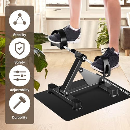 Under Desk Elliptical Mat - Non-Slip Exercise Equipment for Peloton Bike, Small Exercise Mat for Desk Workout Equipment - color: Black 1 Pc