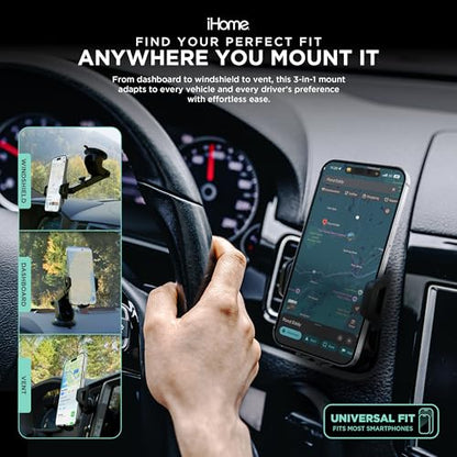 iHome Car Mount, Dashboard/Windshield/Vent Mount, Swivel Neck, Silicone Grip, Adjustable Mount Arm with Suction Cup Base (Universal Car Mount) - style: Universal Car Mount