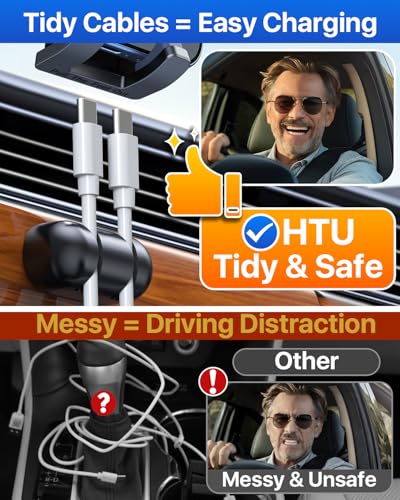 HTU [2026 Latest Upgrade Military-Grade Anti-Shake Car Phone Holder, 90+LBS Strong Suction Car Phone Mount, 360° Rotatable Mount for Dashboard Windshield Vent, for iPhone 17/16 Pro Max, Deep Gray - color: Deep Gray