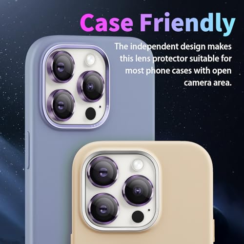Camera Lens Protector for iPhone 14 Pro/14 Pro Max, Deep Purple - color: Deep Purple