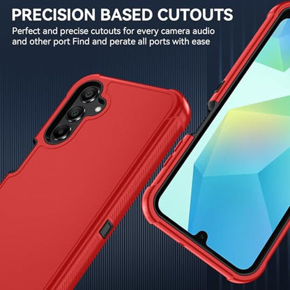 for Samsung Galaxy A16 5G Case : 3-Layer Shockproof Phone Cover with HD Screen Protector,Hybrid Protective Military-Grade Drop Protection for Galaxy A16 5G Phone Case (Bright Red/Black) - color: Bright Red/Black