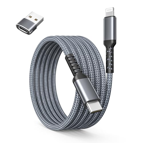 Basesailor iPhone 14 13 Pro Max Charger Cable 10FT with USB A Adapter - color: Gray, size: 10FT/3M