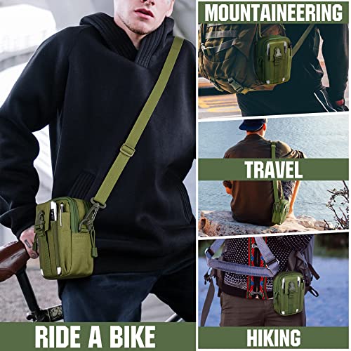 Tactical Molle Phone Pouch Nylon Multi-Purpose EDC Pouch Utility Waist Bag Tool Holster with Shoulder Strap for 4.7"-6.7" Smartphone - color: Green