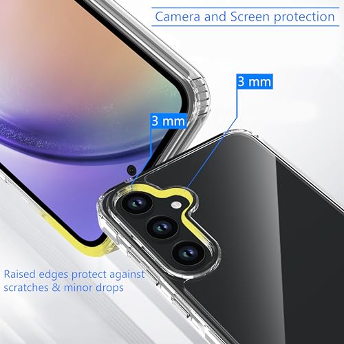 Crystal Clear case for Samsung Galaxy A15 5G/4G [Non-Yellowing][10FT Military Grade Protection] Anti-Scratch Protective Transparent Cover with Acrylic Hard(Back) + Soft TPU Bumper(Sides) Clear