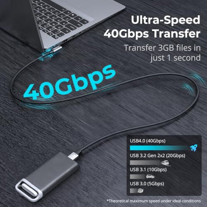 SMALLRIG USB4 40Gbps USB-C Cable, 240W PD 3.1 Fast Charging, 8K@60Hz Video, 100cm/39.4in Straight to Angled Connectors with Cable Tie, for MacBook Pro, for iPad Pro, for iPhone 17/16/15 Series - 5732 - size: 100 cm/39.4 in, style: Straight to Angled