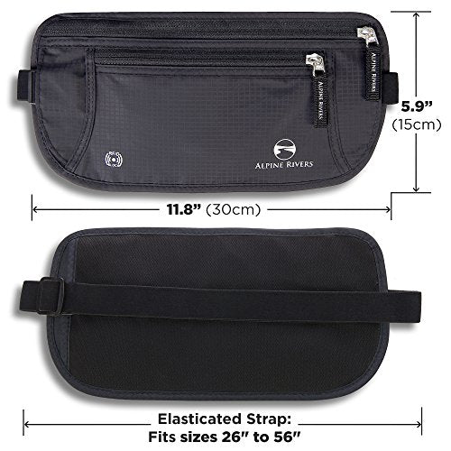 Alpine Rivers Money Belt for Travel - RFID Hidden Wallet, Onyx Black - color: Onyx Black