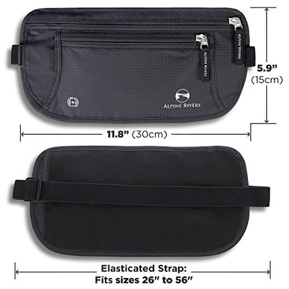Alpine Rivers Money Belt for Travel - RFID Hidden Wallet, Onyx Black - color: Onyx Black