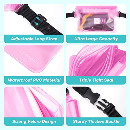 Waterproof Bag Fanny Packs for Women, Floating Beach Bags 2PCS | Floating, ideal for Beach, Boating & Kayaking&Fishing&Diving, Durable Material, Phone & Passport Pouch - color: Pink & Clear