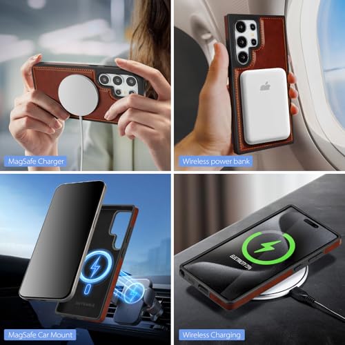 SkyEagle Compatible with Magsafe 2 in 1 Detachable Samsung Galaxy S24 Ultra Wallet Case with Card Holder Women Men Magnetic PU Leather Phone Case RFID Blocking Flip Kickstand Credit Slots,Brown - color: Brown, size: Samsung Galaxy S24 Ultra 6.8"