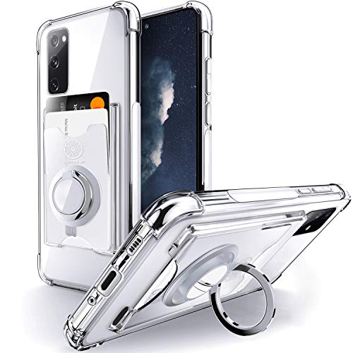 Shields Up for Samsung Galaxy S20 Case with Card Holder Stand, Clear | Minimalist Wallet Case, 3 Card Slots, 360° Rotation Ring Stand/Kickstand, [Drop Protection] Slim Protective Cover - color: Clear, size: Galaxy S20