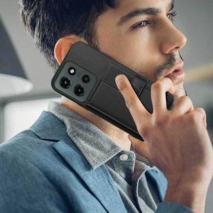 for Moto G 5G 2025 Back RFID Blocking Wallet Case, Black | PU leather, TPU interior, 5 card slots, cash/photo pocket, magnetic clasp, kickstand, 2-layer shockproof, scratch resistant - color: Black