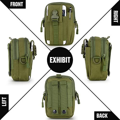 Tactical Molle Phone Pouch Nylon Multi-Purpose EDC Pouch Utility Waist Bag Tool Holster with Shoulder Strap for 4.7"-6.7" Smartphone - color: Green